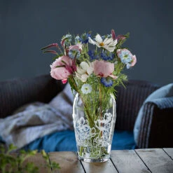 Bloom Wide Vase Bees & Cosmos -Dartington Crystal bloom wide vase 1