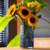 Botanical Ink Blue Triangular Vase -Dartington Crystal botanicals mood blue 096