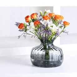 Cushion Medium Smoke Vase -Dartington Crystal cushion vase grey mood 006