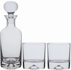 Dimple Decanter & Double Old Fashioned Whisky Glass Pair - Packaged In A Presentation Box -Dartington Crystal dimple dof empty
