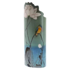 Koson - Kingfisher With Lotus Flower Vase -Dartington Crystal sda041 koson beswick art vase co 2