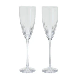 Flux Cut Crystal Flute, Set Of 2