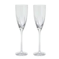 Swish Cut Crystal Flute, Set Of 2