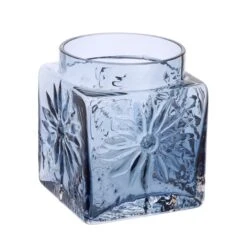 Marguerite Square Vase Ink Blue -Dartington Crystal va3423 ib marguerite square ink blue co