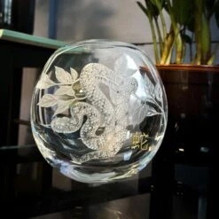 Year Of The Snake - Hand Engraved Flora Vase - Limited Edition Of 1 -Dartington Crystal year of the snake mood web